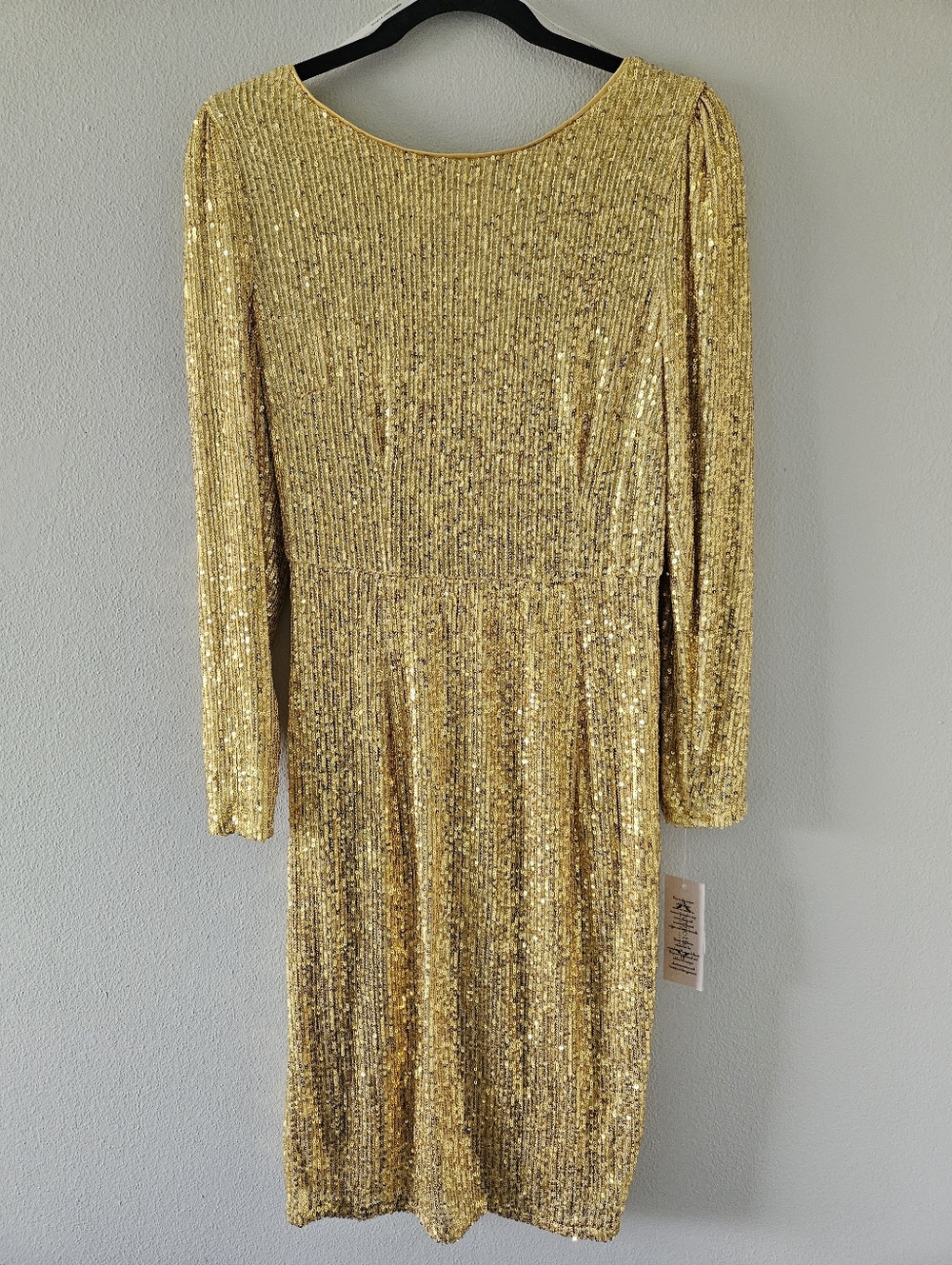 NANETTE LEPORE NWT Gold Sequin Long-Sleeve Cocktail Dress